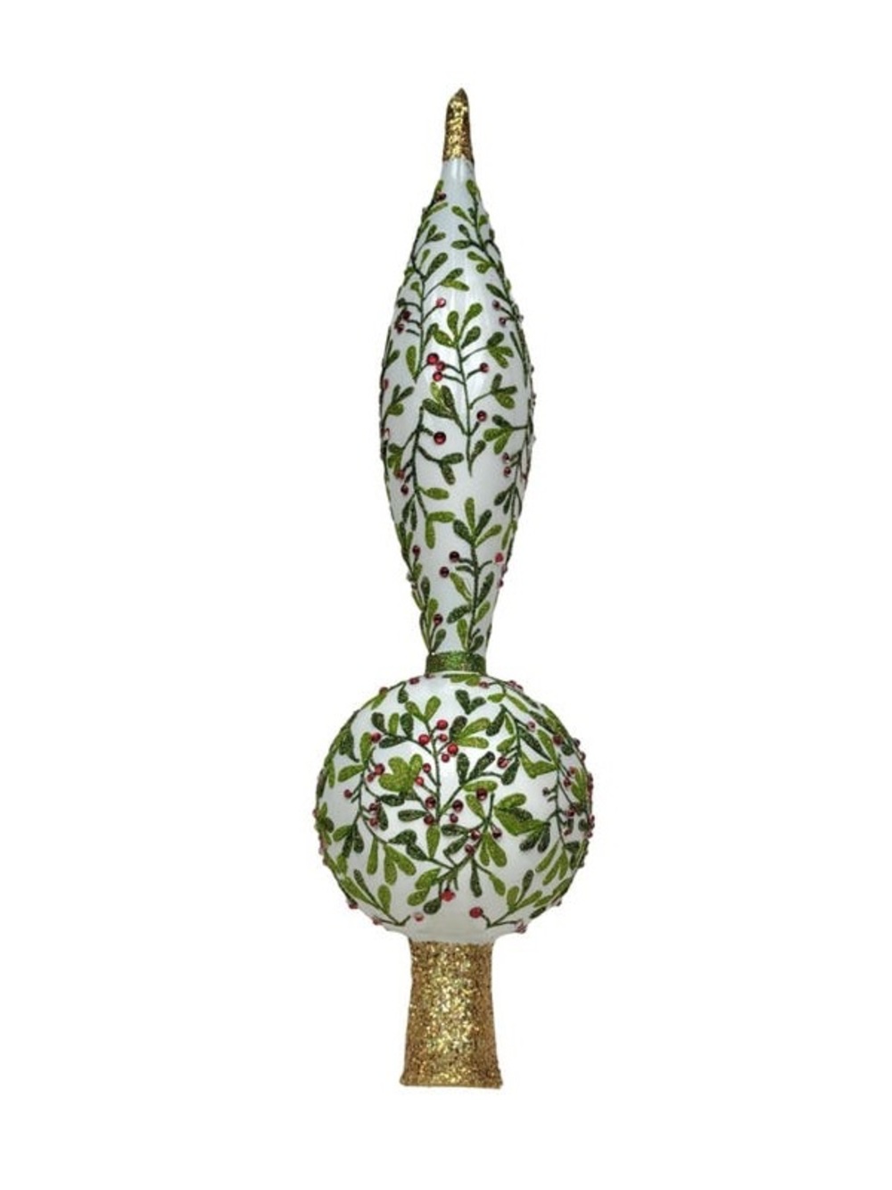 Jinglenog Holly Tree Topper Glass Christmas Tree Topper NWT
